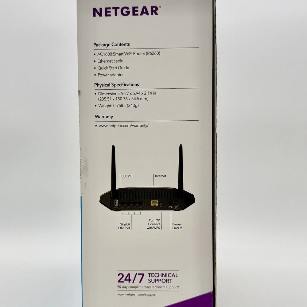NETGEAR AC1600 Smart Wi-Fi Router Dual Band Gigabit R6260-100NAS NEW Open Box - Picture 4 of 9